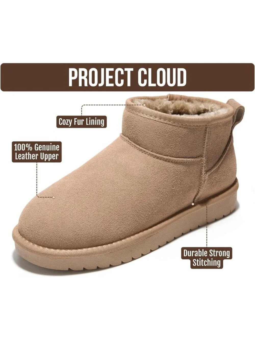 Womens Desert Rose Suede Project Cloud Genuine Leather Comfortable Ankle Boots